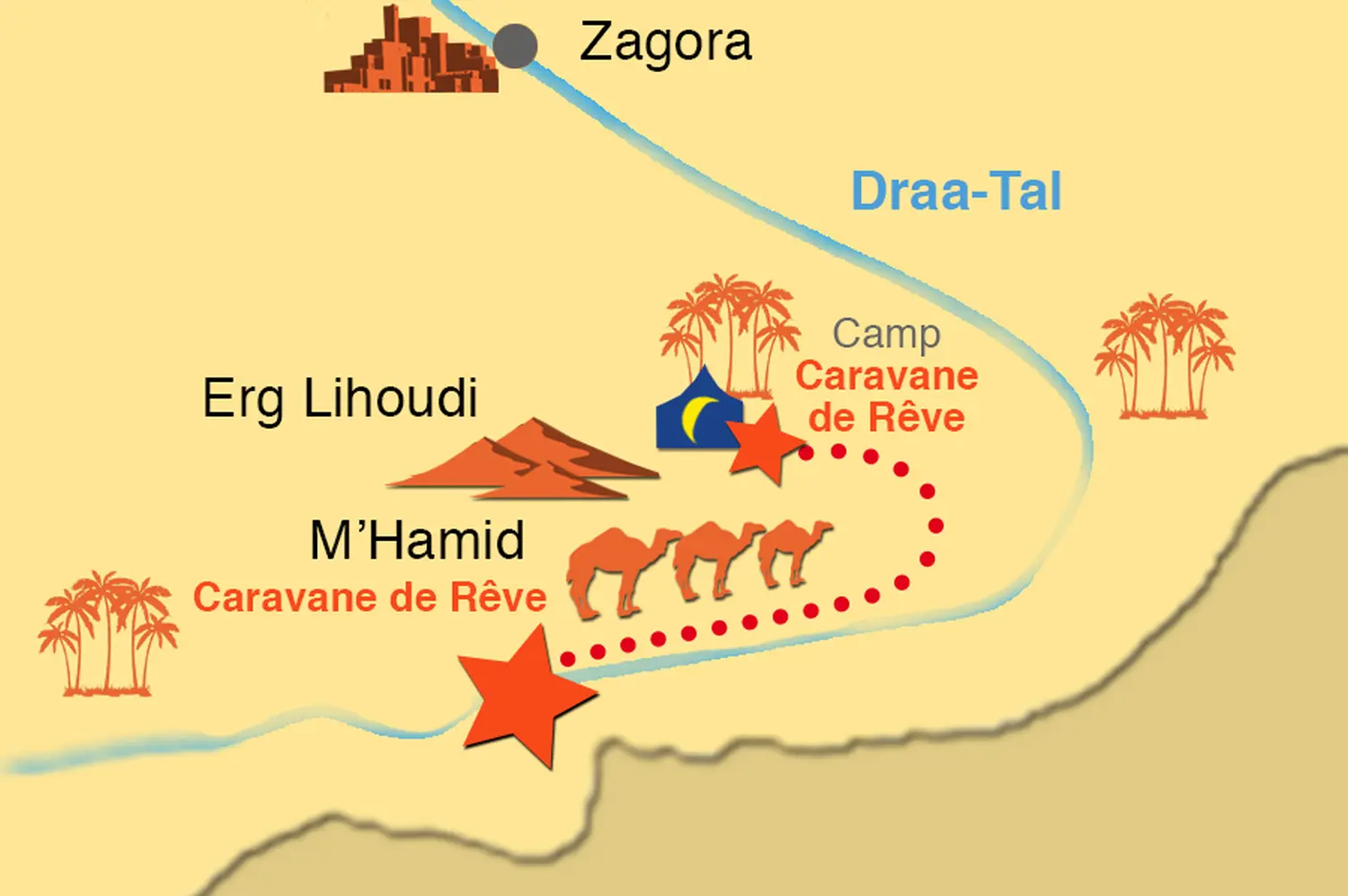 Caravane de Rêve – Karte der Wüstentour