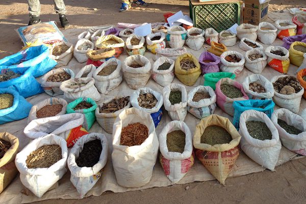 Kräuter und Gewürze auf dem Wochenmarkt, Souk von M'Hamid