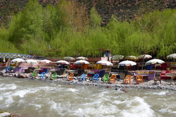 Restaurants am Ourika Fluss