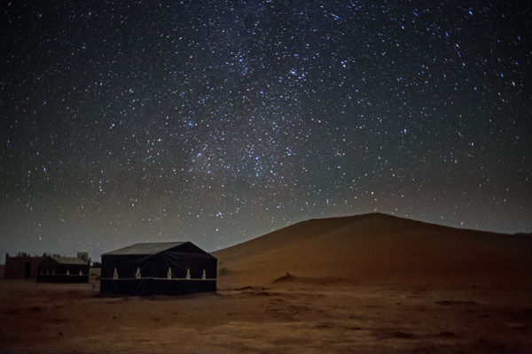 Starry sky above the camp in Erg Lihoudi