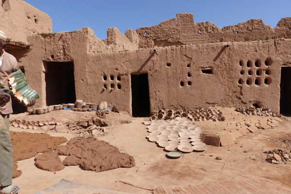 Pottery house made of clay with kilns in Tamgroute