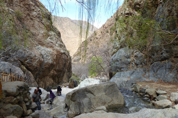On the way to the waterfall Setti Fatma, view through the mountains